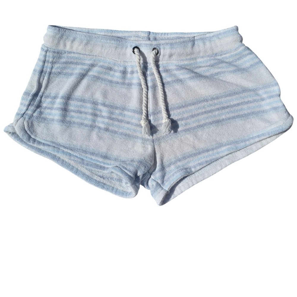 Ocean Drive Blue White Striped Terry Cloth Beach Shorts Women Small